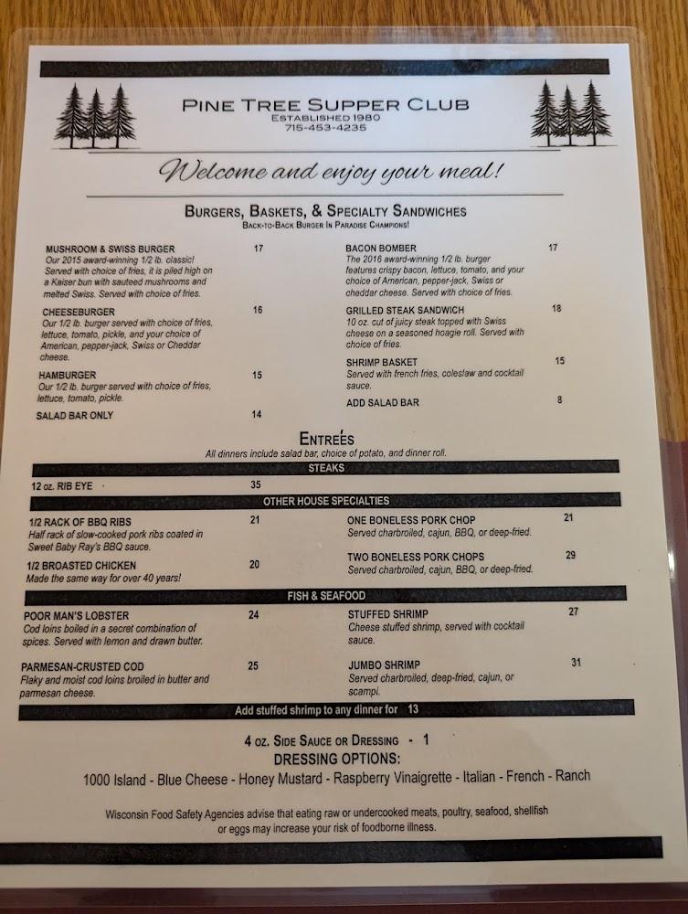 Pine Tree Supper Club Menu image 2
